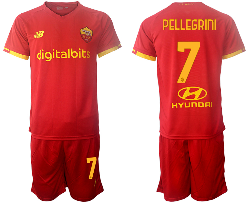 Men 2021-2022 Club AS Roma home red #7 Soccer Jersey